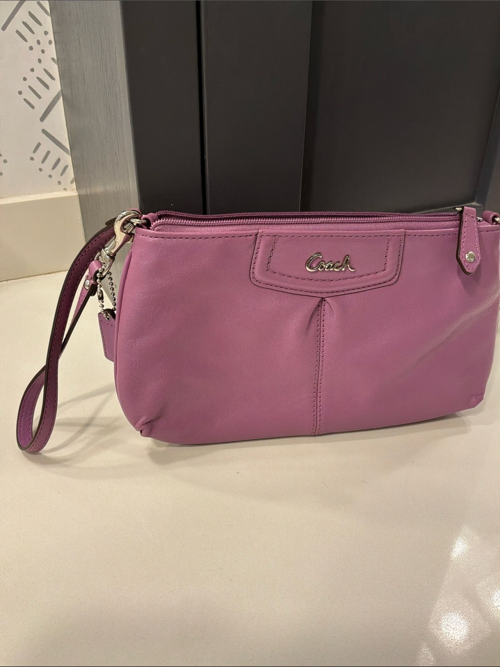Coach Lavender Leather Wristlet Clutch - Picture 3 of 6